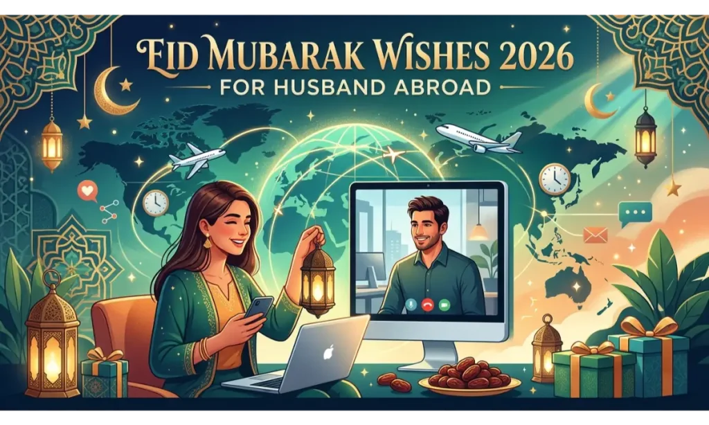 Eid Mubarak Wishes 2026 for Husband Abroad