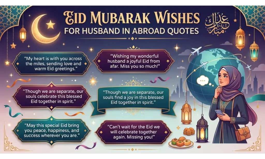 Eid Mubarak Wishes for Husband in Abroad Quotes