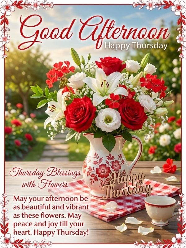 Good Afternoon Thursday Blessings with Flowers