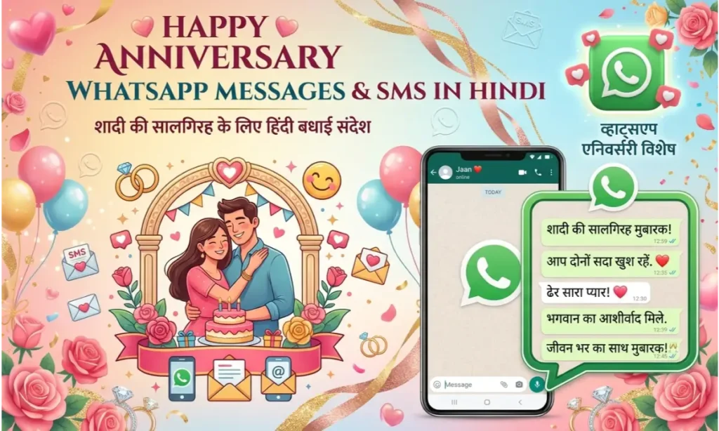 Happy Anniversary WhatsApp Messages & SMS in Hindi