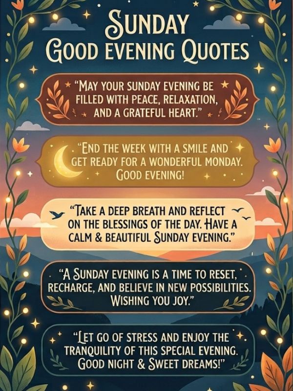 Motivational Good Evening Sunday Quotes