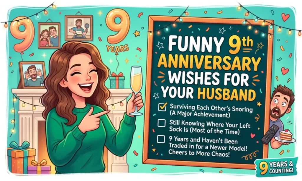 Funny 9th Anniversary Wishes for Your Husband