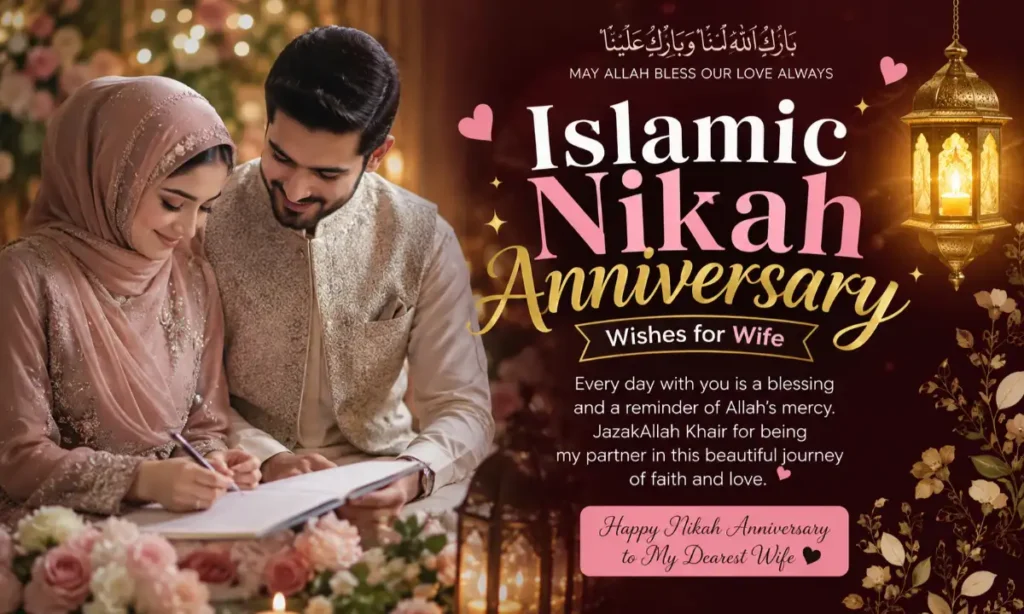 Islamic Nikah Anniversary Wishes for Wife
